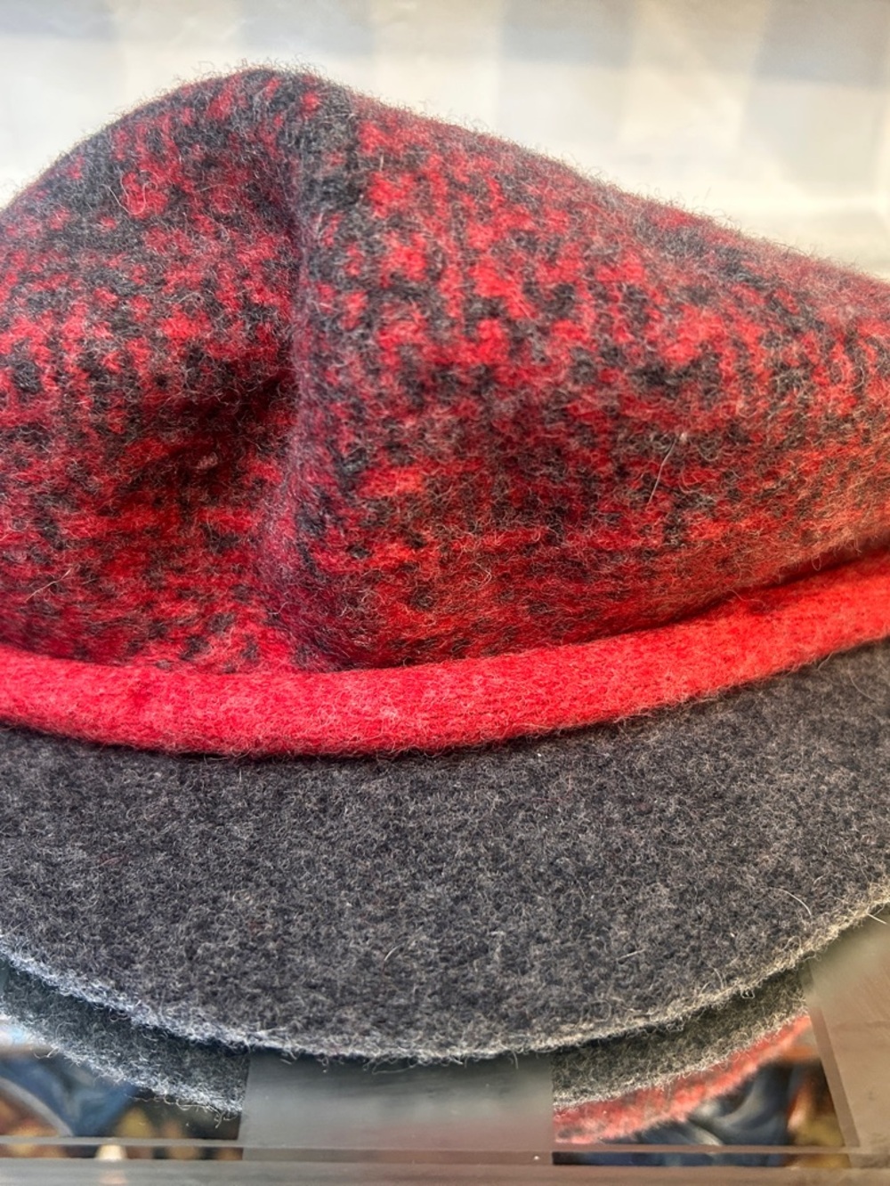 ADORA Red and Gray Wool Blend Fedora Hat